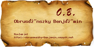 Obrusánszky Benjámin névjegykártya